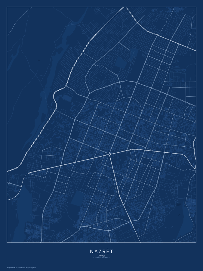 Nazrēt map poster, blueprint style
