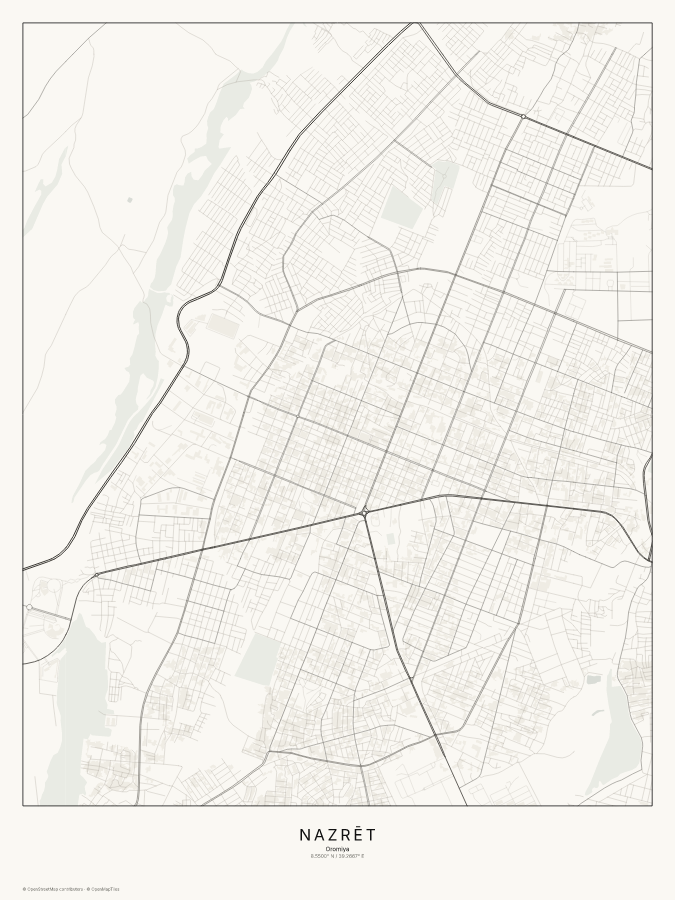 Nazrēt map poster, classic style