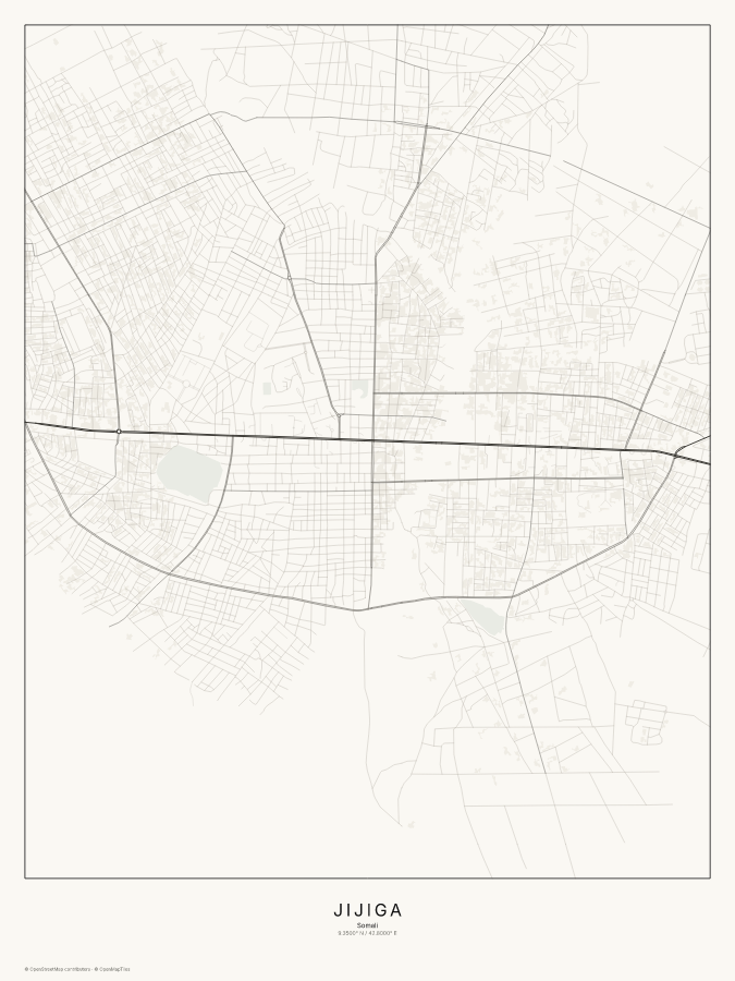 Jijiga map poster, classic style
