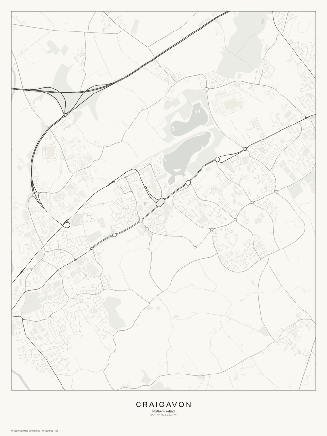 Craigavon map poster, classic style
