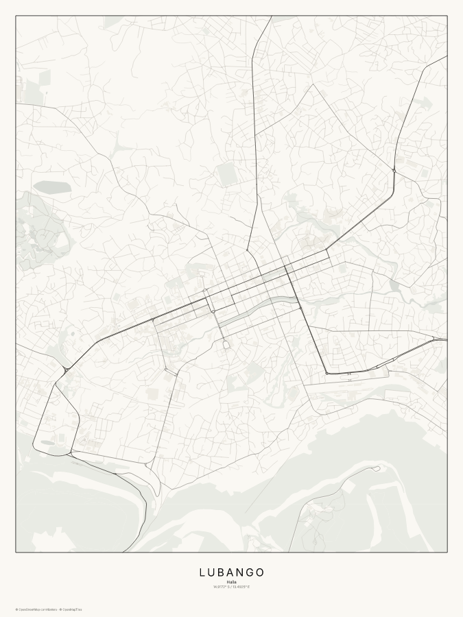 Lubango map poster, classic style