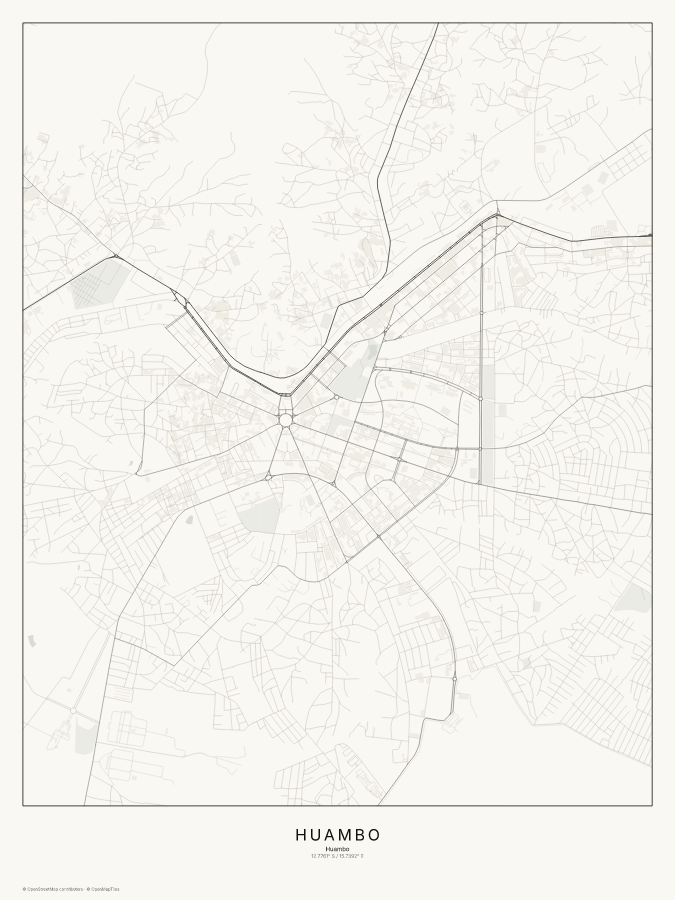 Huambo map poster, classic style