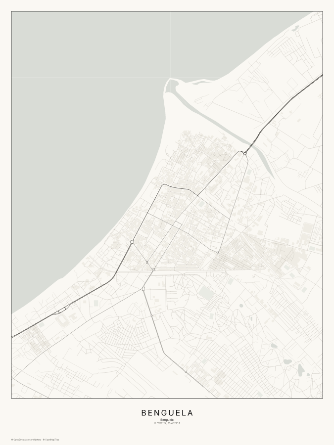 Benguela map poster, classic style