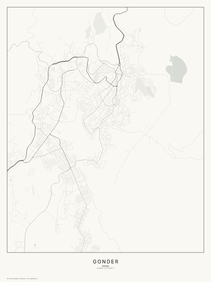 Gonder map poster, classic style