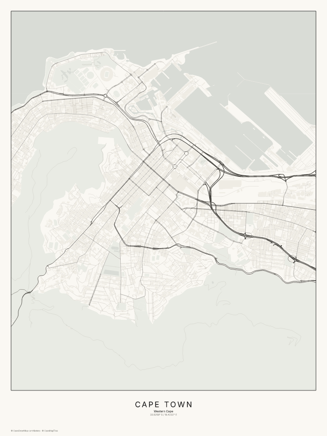 Cape Town map poster, classic style