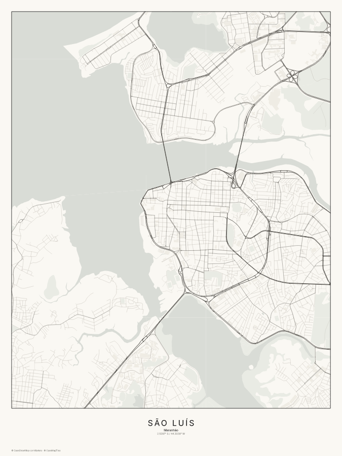 São Luís map poster, classic style