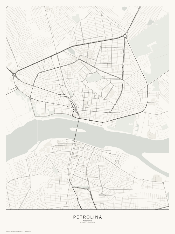 Petrolina map poster, classic style