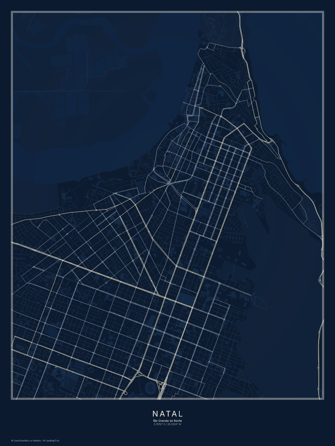 Natal map poster, midnight style