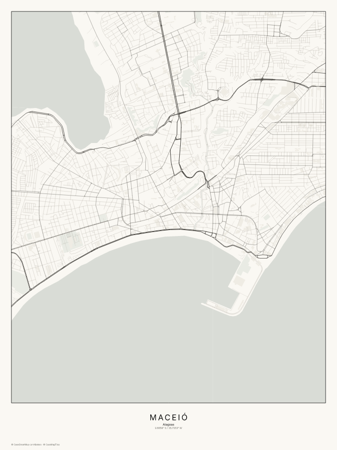 Maceió map poster, classic style
