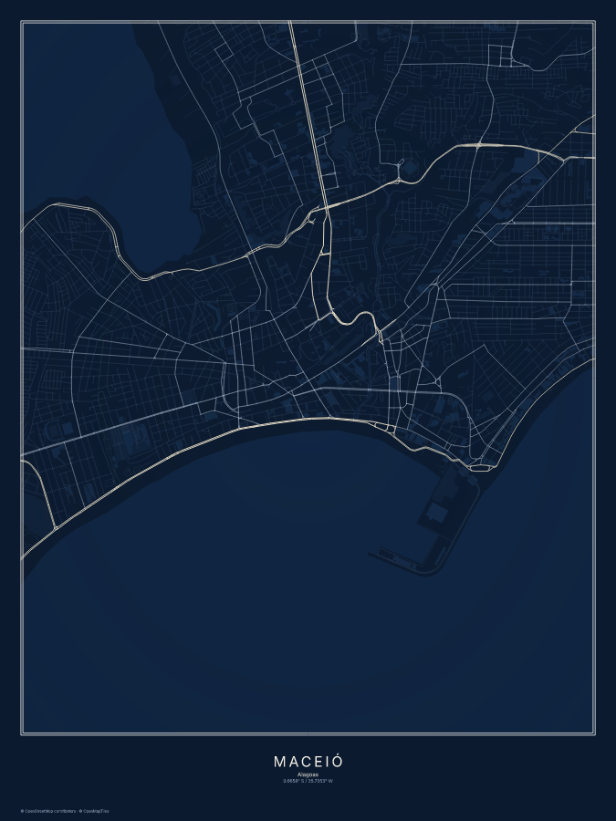Maceió map poster, midnight style