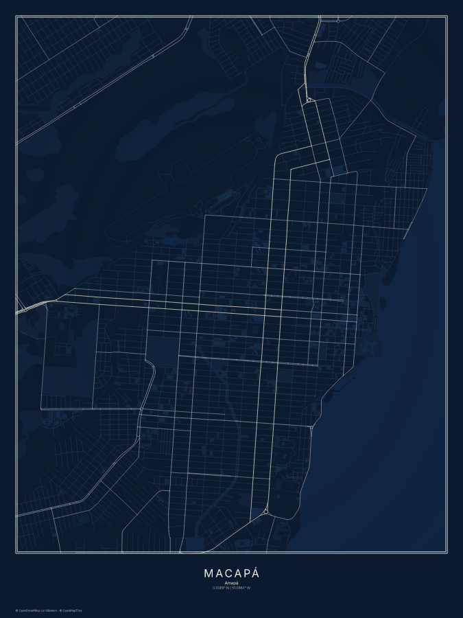 Macapá map poster, midnight style
