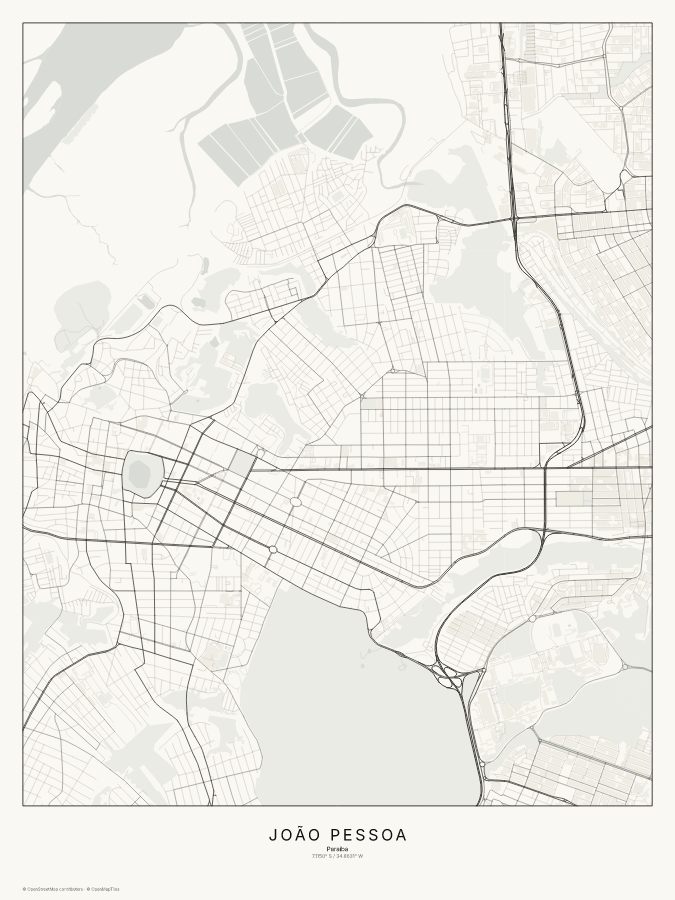 João Pessoa map poster, classic style