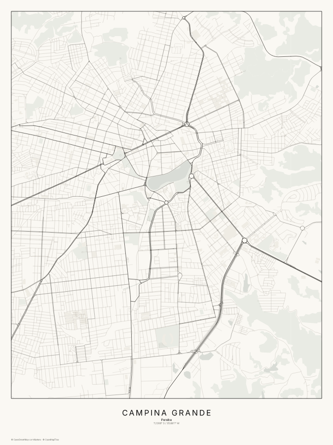Campina Grande map poster, classic style