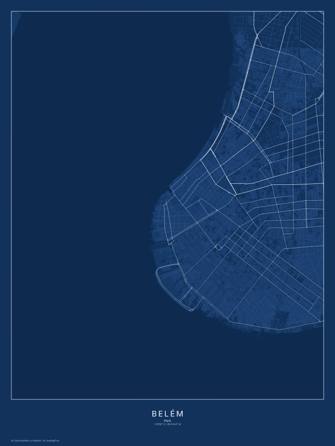 Belém map poster, blueprint style