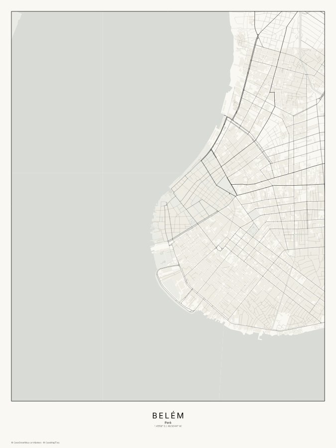 Belém map poster, classic style