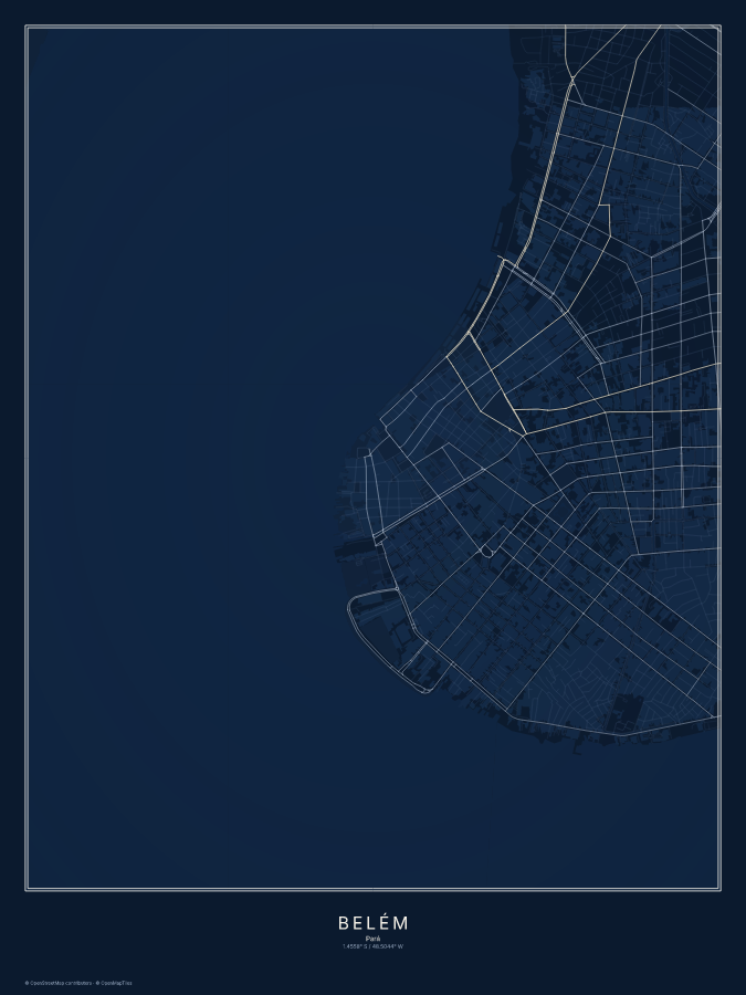 Belém map poster, midnight style