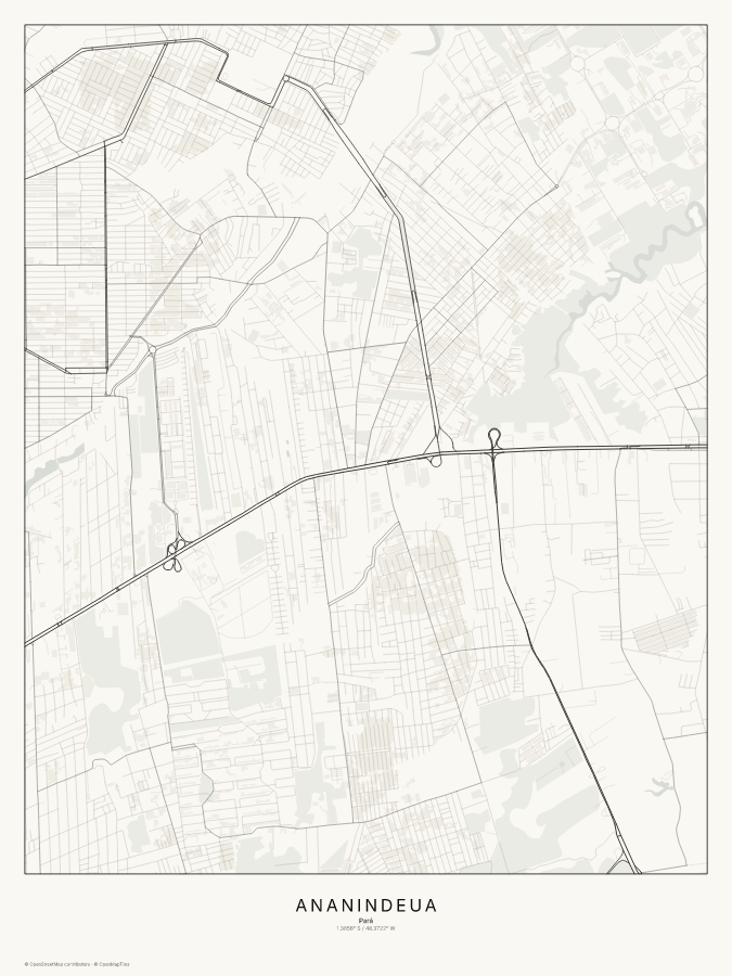 Ananindeua map poster, classic style