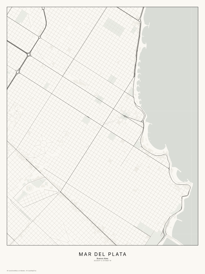 Mar del Plata map poster, classic style