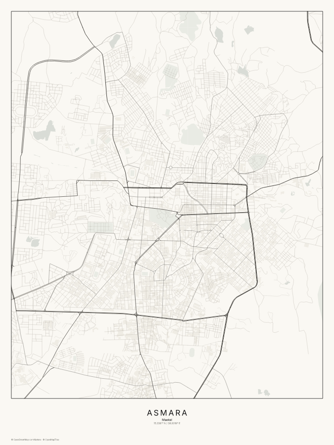 Asmara map poster, classic style