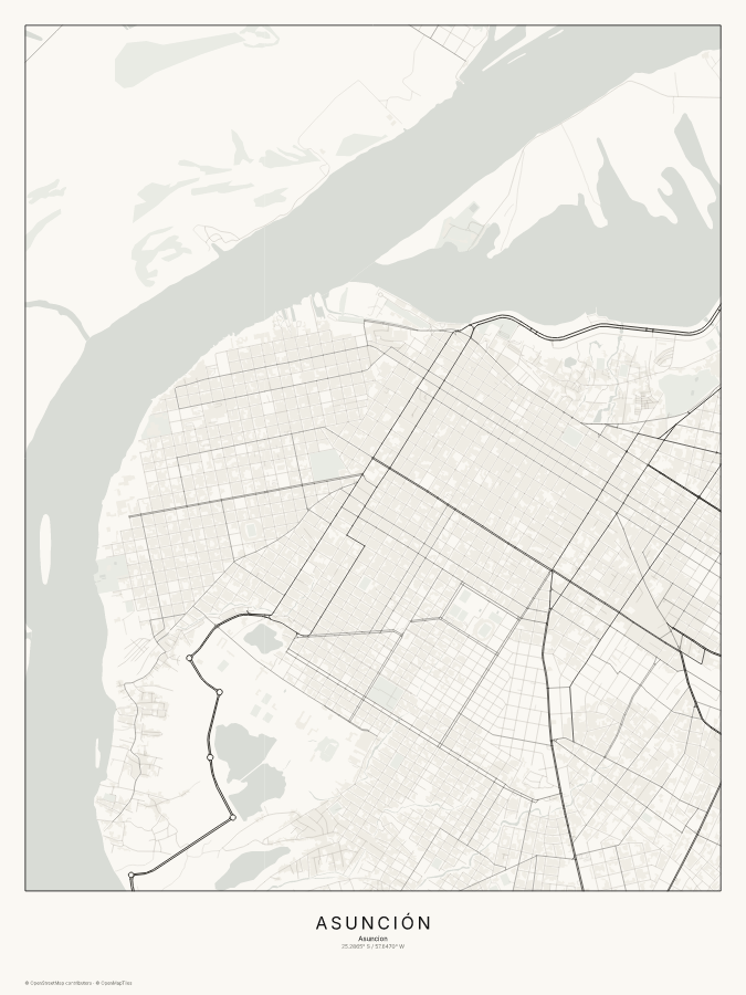 Asunción map poster, classic style