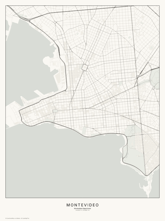 Montevideo map poster, classic style