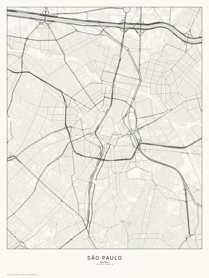 São Paulo map poster, classic style