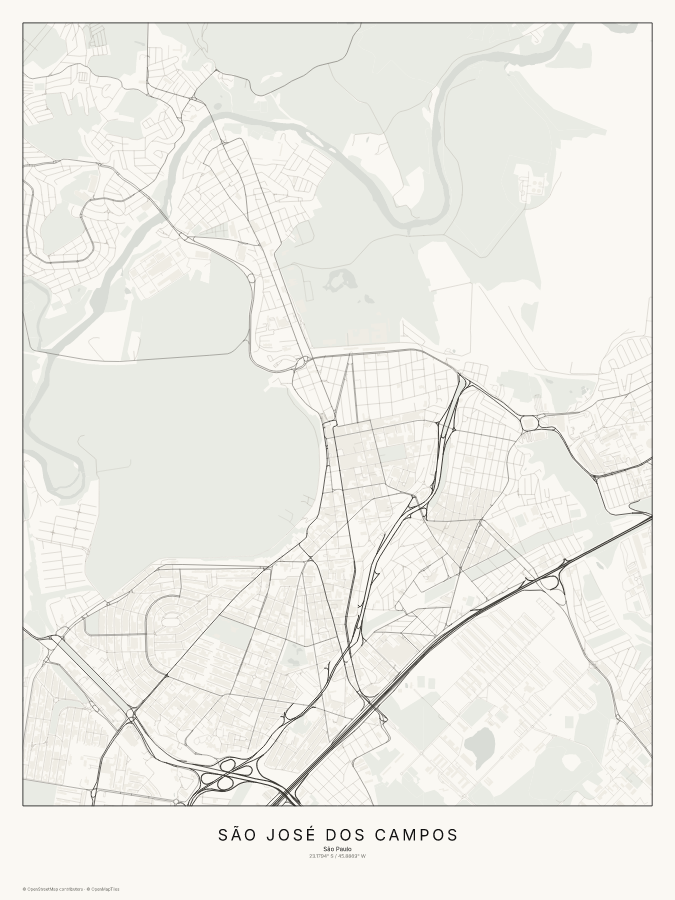 São José dos Campos map poster, classic style