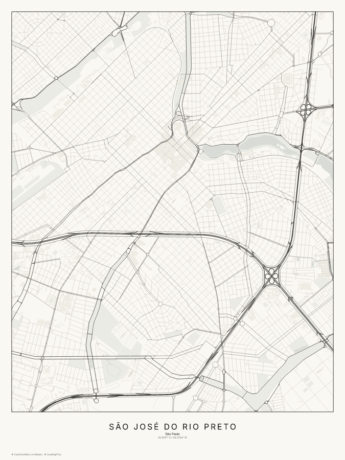 São José do Rio Preto map poster, classic style