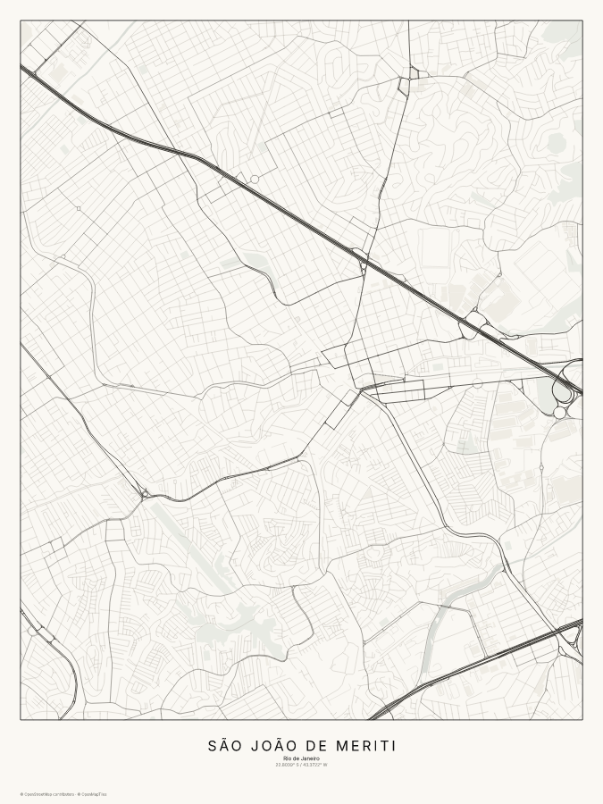 São João de Meriti map poster, classic style