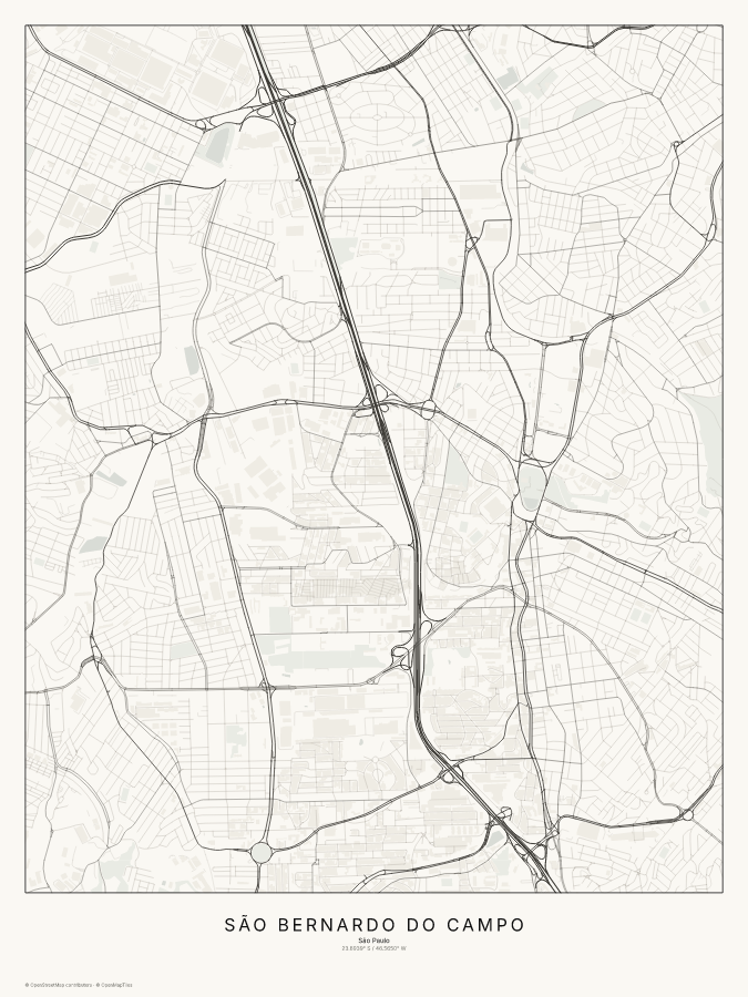 São Bernardo do Campo map poster, classic style
