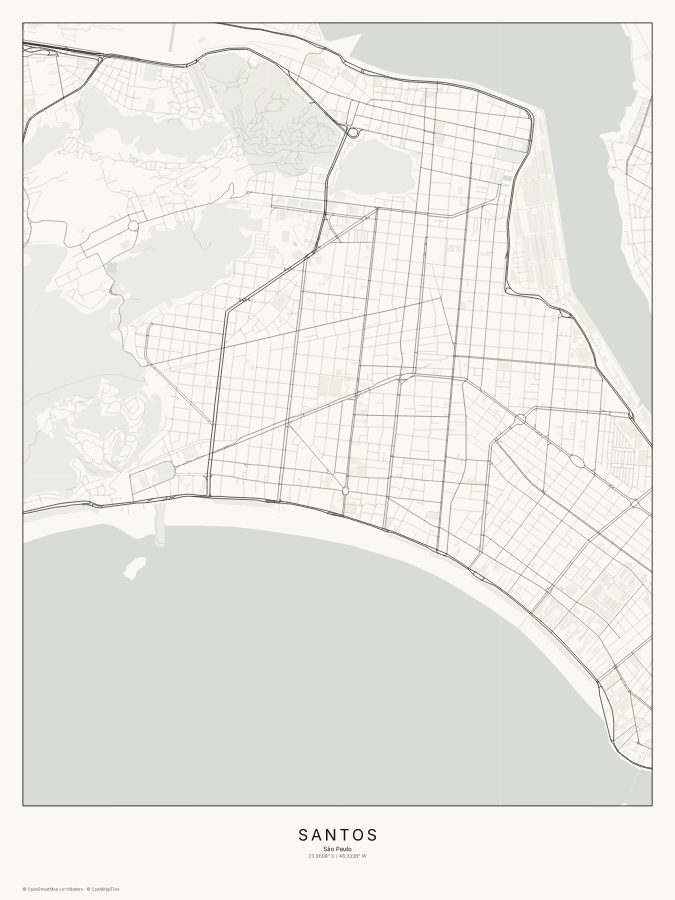 Santos map poster, classic style