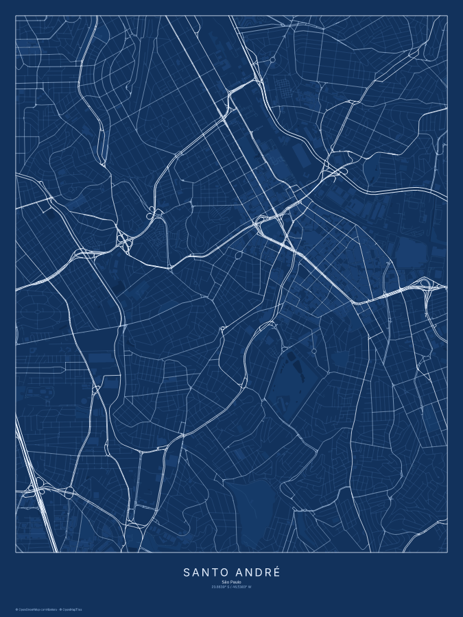 Santo André map poster, blueprint style