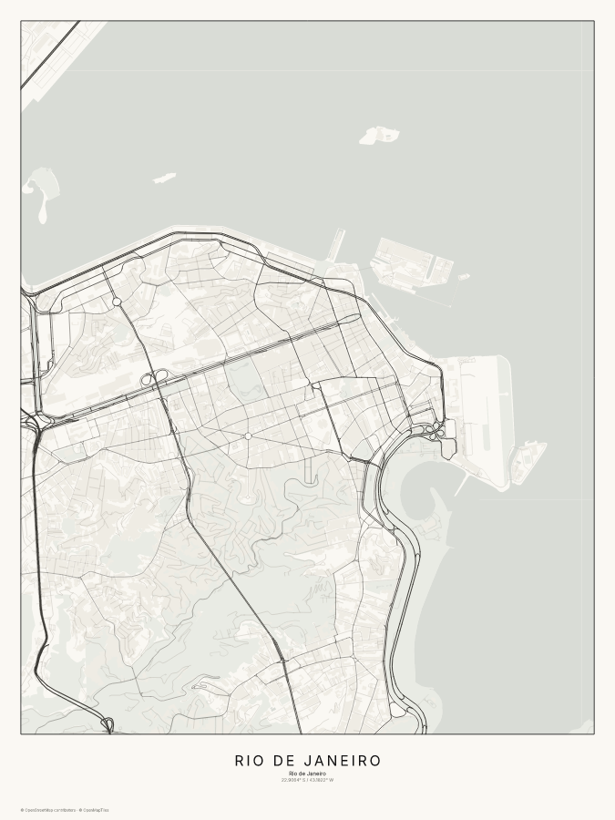 Rio de Janeiro map poster, classic style