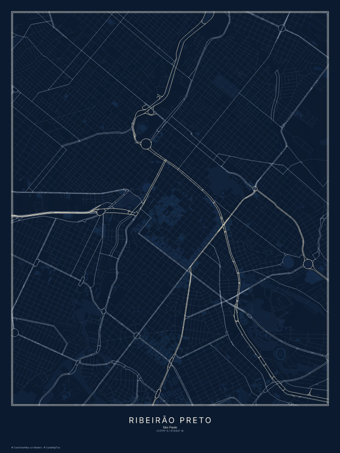 Ribeirão Preto map poster, midnight style