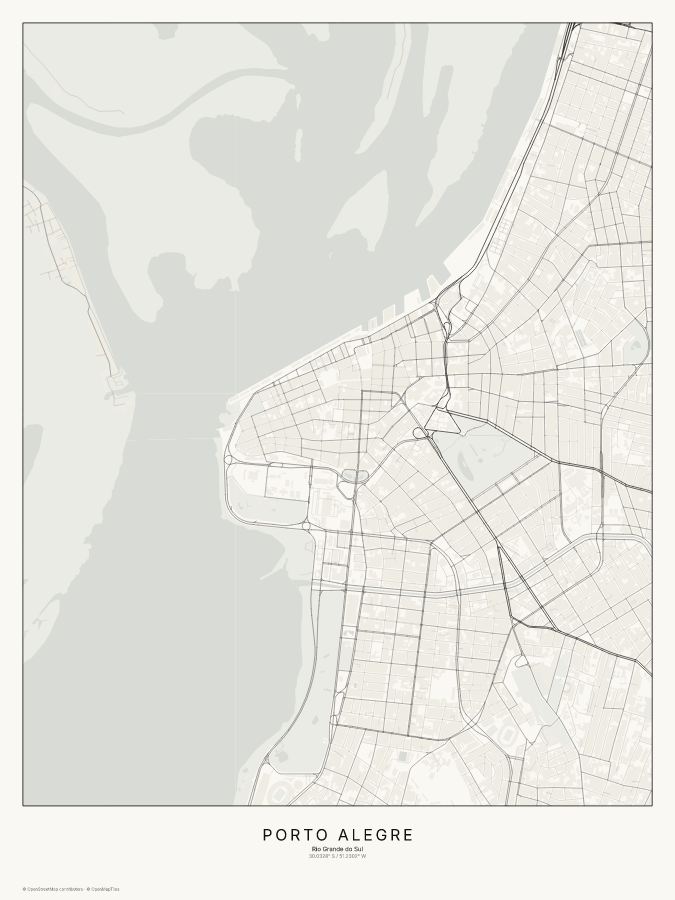 Porto Alegre map poster, classic style