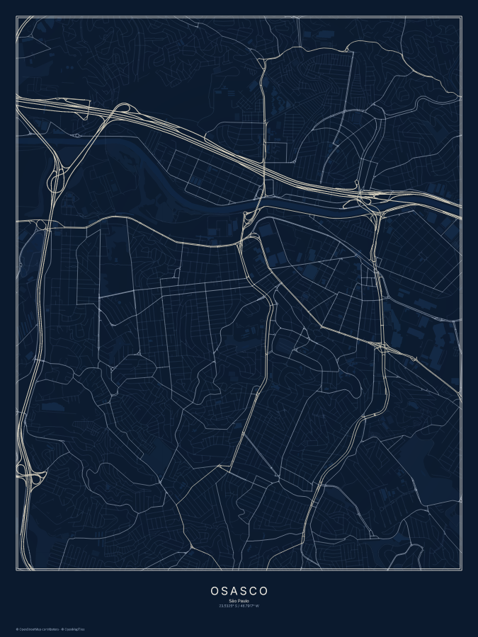 Osasco map poster, midnight style