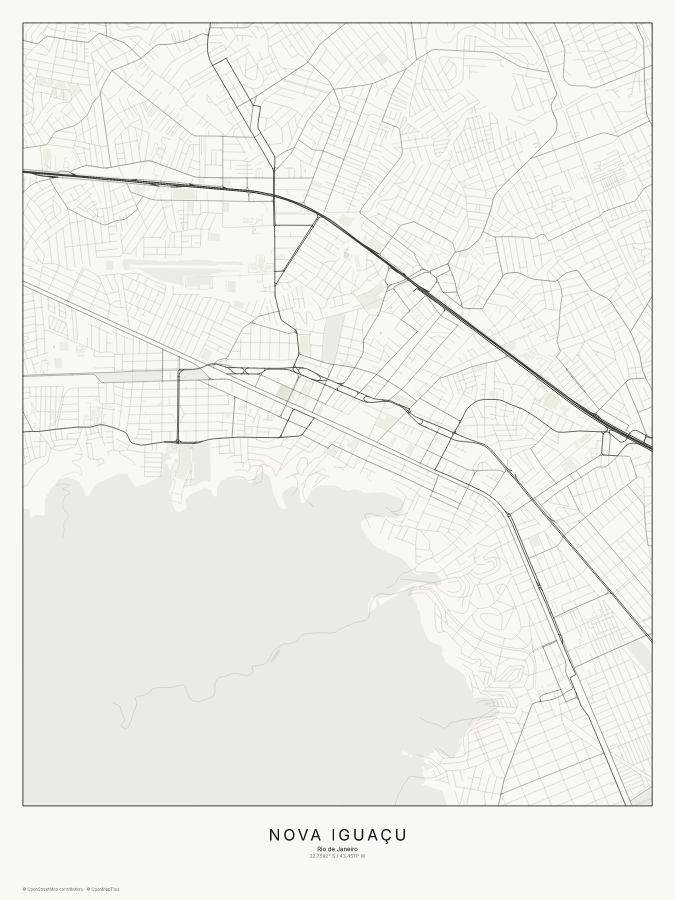 Nova Iguaçu map poster, classic style