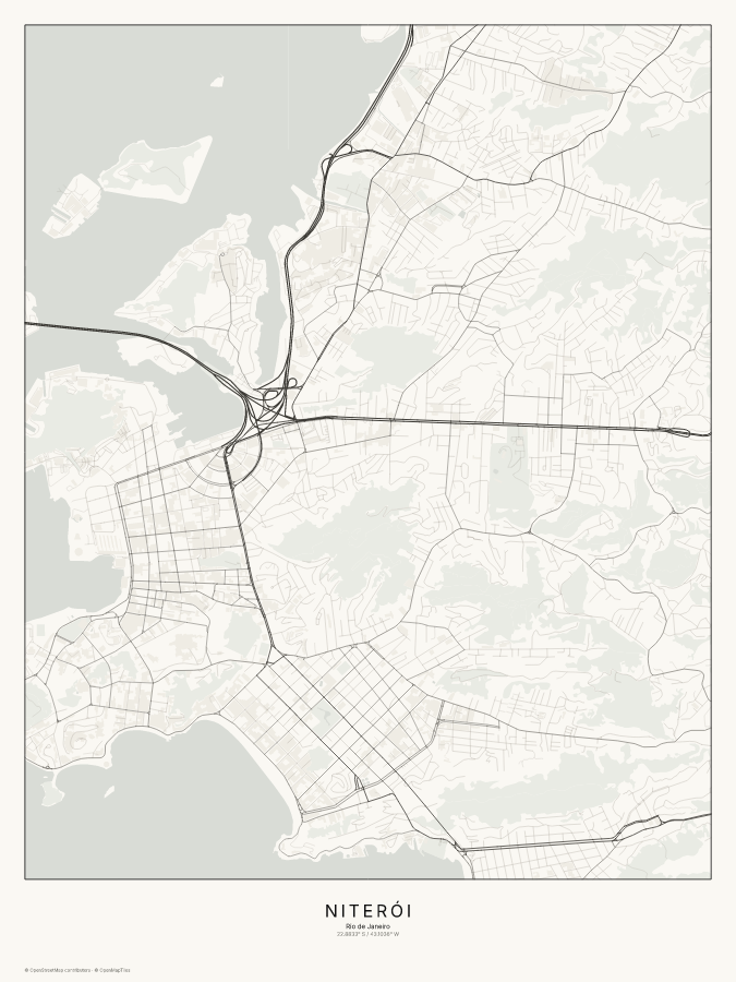 Niterói map poster, classic style