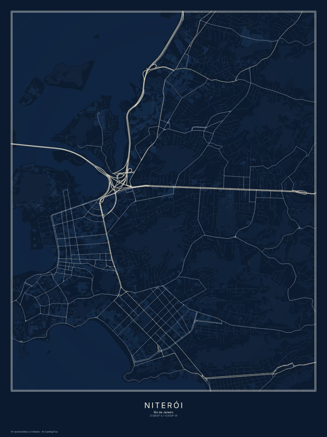 Niterói map poster, midnight style