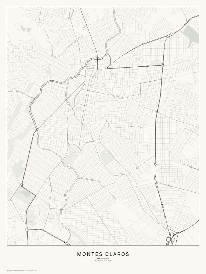 Montes Claros map poster, classic style