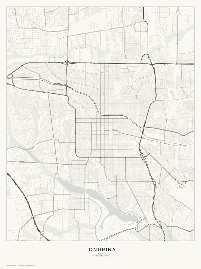 Londrina map poster, classic style