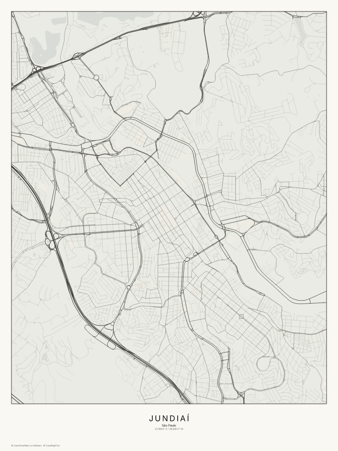 Jundiaí map poster, classic style