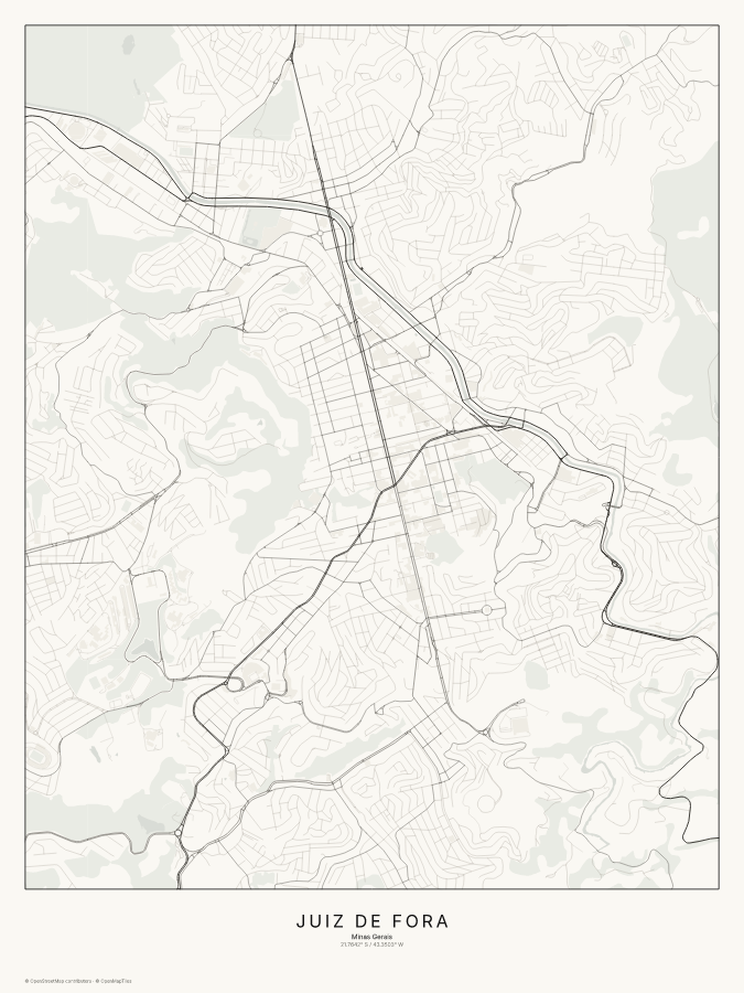 Juiz de Fora map poster, classic style