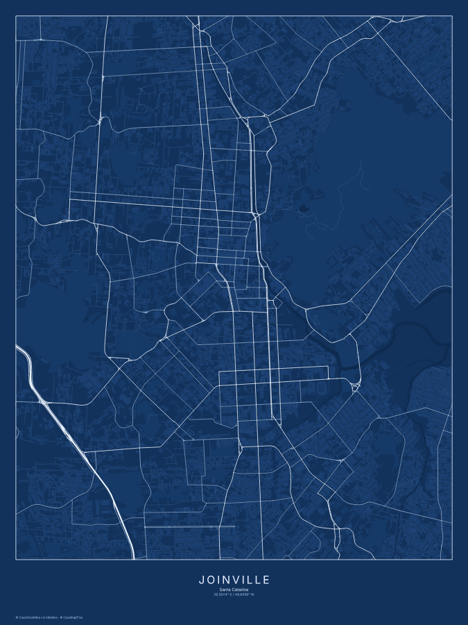 Joinville map poster, blueprint style