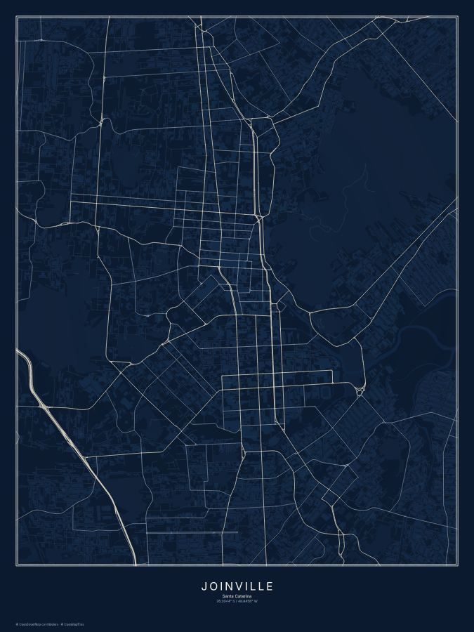Joinville map poster, midnight style
