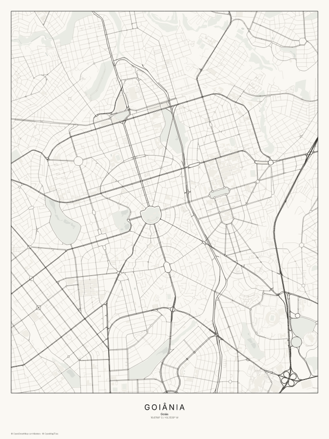 Goiânia map poster, classic style