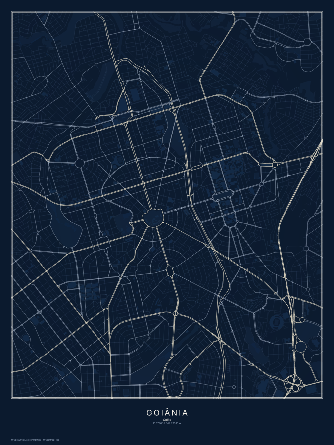 Goiânia map poster, midnight style