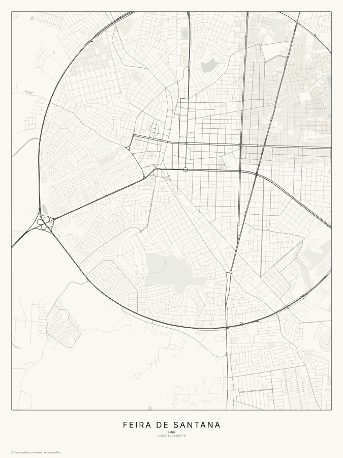 Feira de Santana map poster, classic style