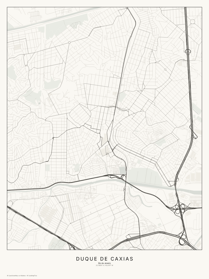 Duque de Caxias map poster, classic style