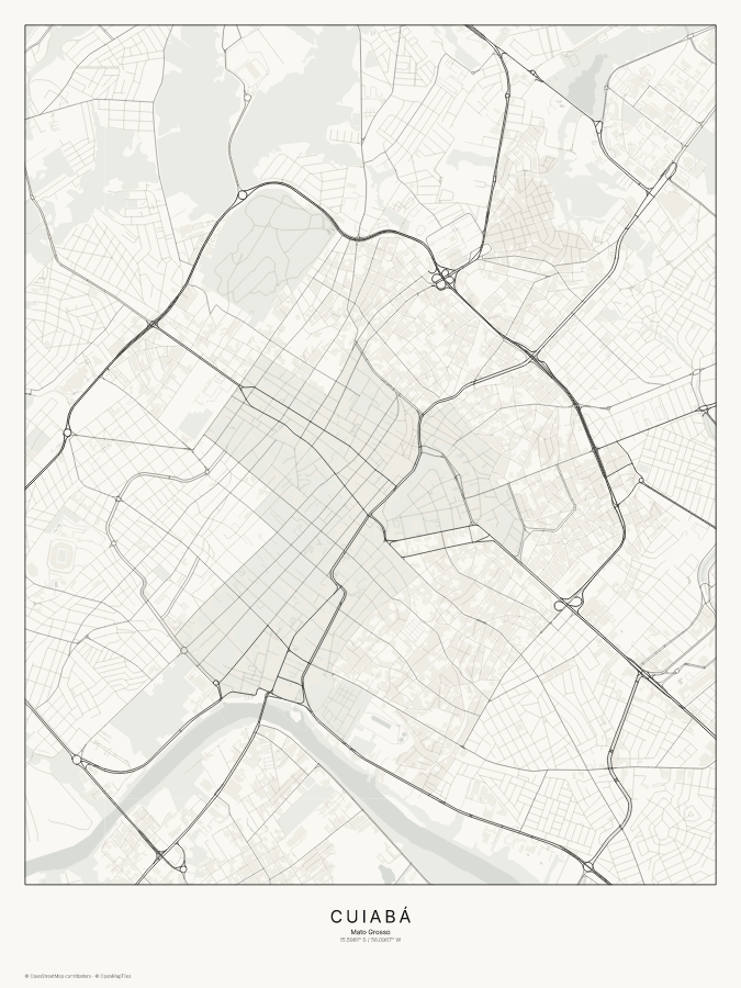 Cuiabá map poster, classic style